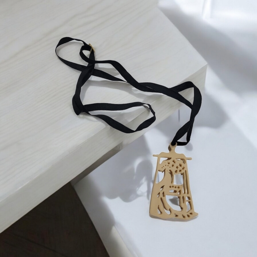 Antique Black Corded and cream Peacock necklace